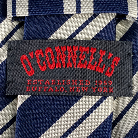 O'CONNELL'S Navy Cream Diagonal Stripe Silk Tie