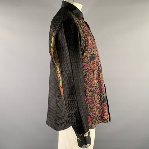 ROBERT GRAHAM Size XL Black Floral Long Sleeve Shirt