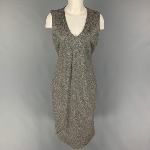 RICHARD TYLER Taille 8 Robe sans manches en laine vierge et cachemire gris chiné