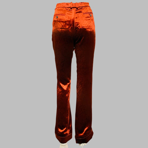 Pantalon habillé SAINT LAURENT en velours mélangé de viscose bordeaux, taille 4