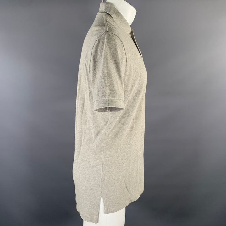 RALPH LAUREN Size S Grey Logo Cotton Ribbed Polo