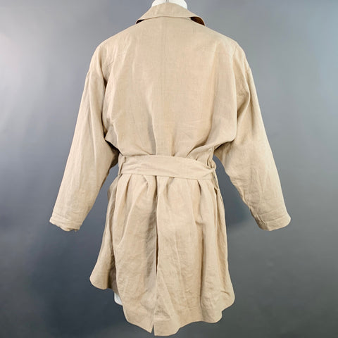 DIOR HOMME SS12 Taille 34 Trench-coat en lin beige à boutons cachés