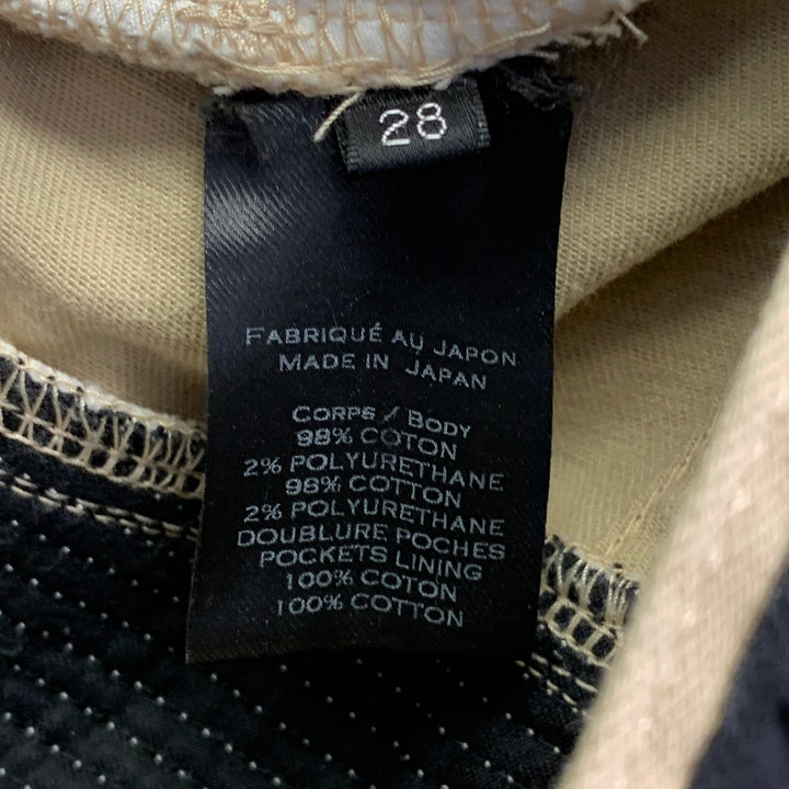 BALMAIN Size 28 Beige Black White Cotton Blend Skinny Biker Jeans