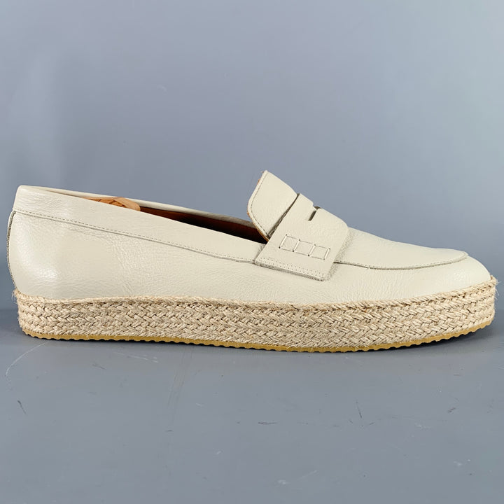 AQUATALIA Size 11 Cream Beige Leather Espadrille Penny Loafers