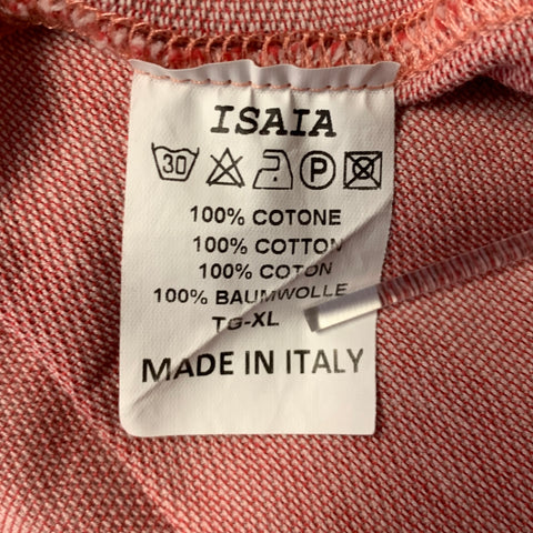 ISAIA Size XL Red White Nailhead Cotton Button Down Polo