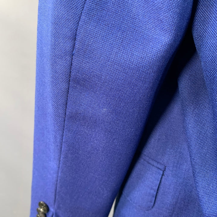 HICKEY FREEMAN Size 44 Regular Blue Wool Silk Notch Lapel Sport Coat