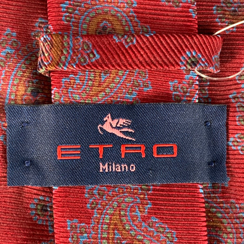 ETRO Burgundy Blue Paisley Silk Tie
