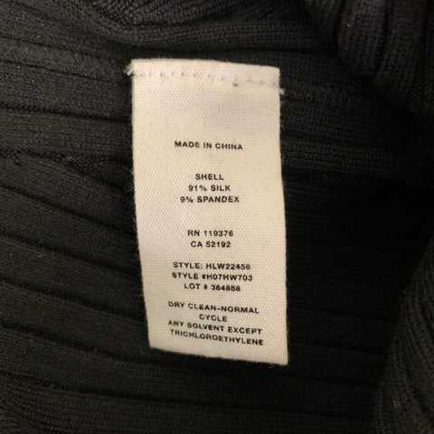 HELMUT LANG FW2024 Size S Black Silk & Spandex Ribbed Scoop Neck Mini Dress