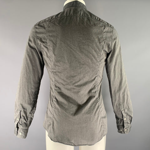 JOHN VARVATOS Size M Grey Black Stripe Cotton Pointed Collar Long Sleeve Shirt