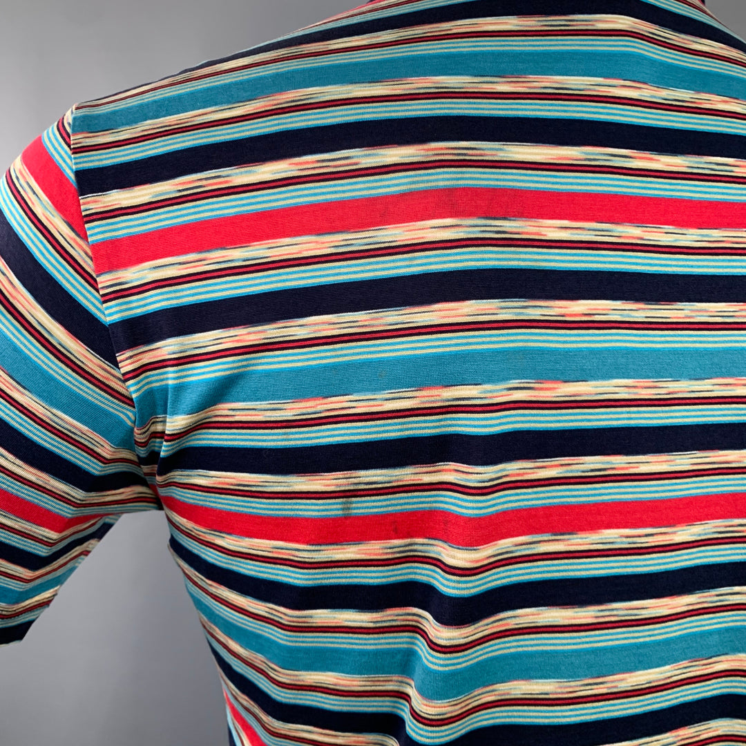 MISSONI SPORT Size S Blue Red Stripe Cotton One Pocket Polo