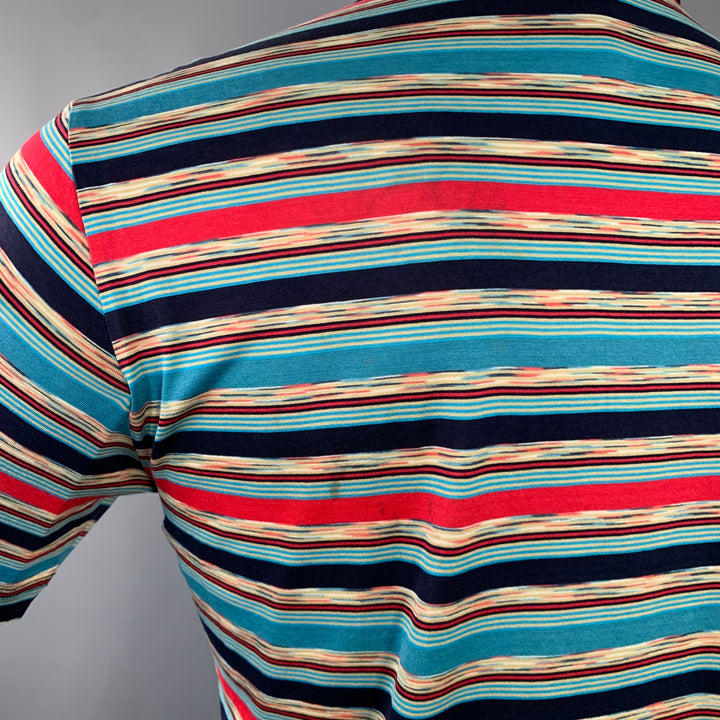 MISSONI SPORT Size S Blue Red Stripe Cotton One Pocket Polo