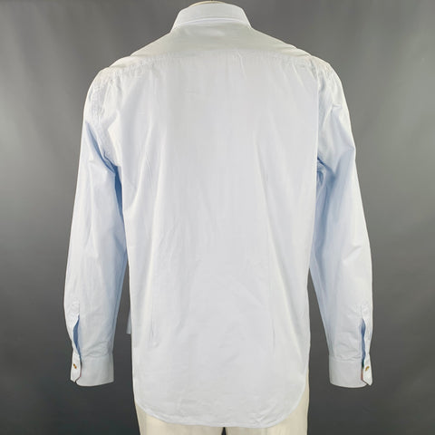 PAUL SMITH Size L Blue Cotton One Pocket Long Sleeve Shirt