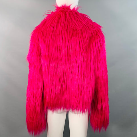 STAND STUDIO Size S Janet Fuchsia Shaggy Modacrylic Blend Faux Fur Jacket