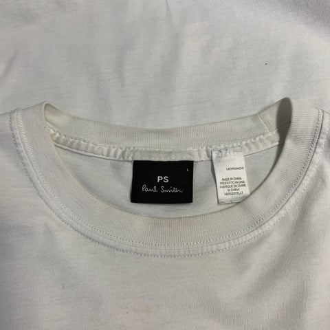 PAUL SMITH Size L White Multi Color Skulls Cotton Crew Neck T-shirt