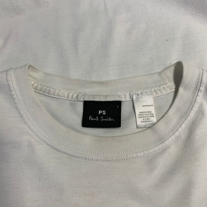 PAUL SMITH Size L White Multi Color Skulls Cotton Crew Neck T-shirt