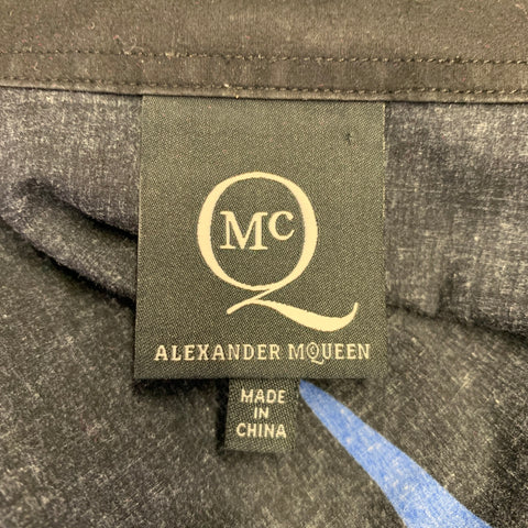 MCQ by ALEXANDER MCQUEEN Size 42 Black Blue Birds Cotton Long Sleeve Shirt