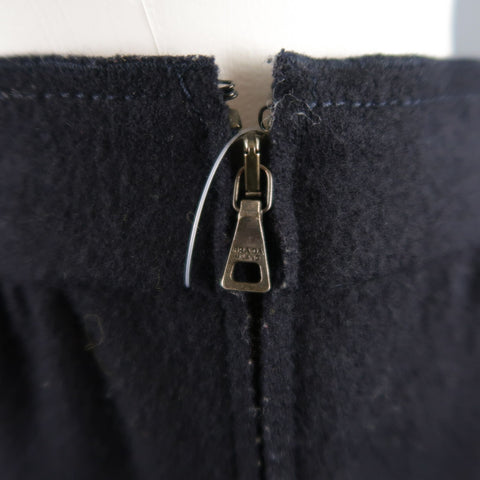 PRADA Size 4  Black Virgin Wool Gathered Circle Skirt