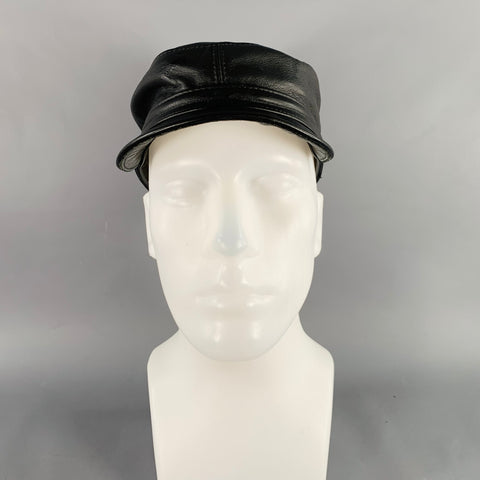 MR. S LEATHER Size M Black Leather Miner Cap Hat