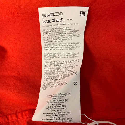 JIL SANDER Size L Red Cotton Camp Short Sleeve Shirt