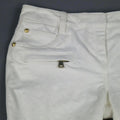 BALMAIN Size 4 White Cotton Gold Zip Moto Jeans BALMAIN