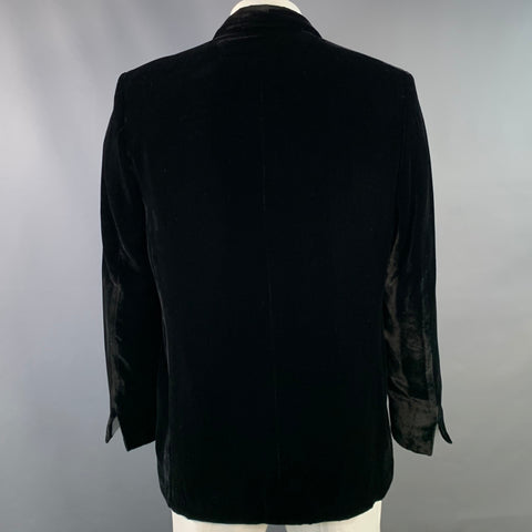 MASATOMO Size XL Black Velvet Viscose Silk Notch Lapel Sport Coat