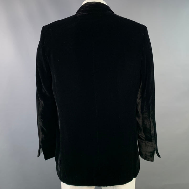 MASATOMO Size XL Black Velvet Viscose Silk Notch Lapel Sport Coat