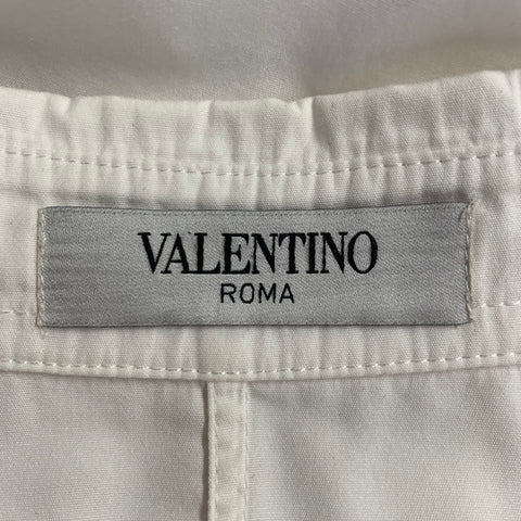 VALENTINO Size S White Pleated Double Sleeve Long Sleeve Shirt