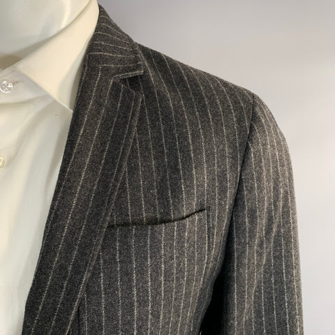 D&G by DOLCE & GABBANA Chest Size 38 Grey Dark Grey Pinstripe Sport Coat