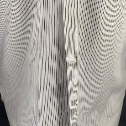 LANVIN Size S Light Blue Grey Black Stripe Cotton Spread Collar Shirt