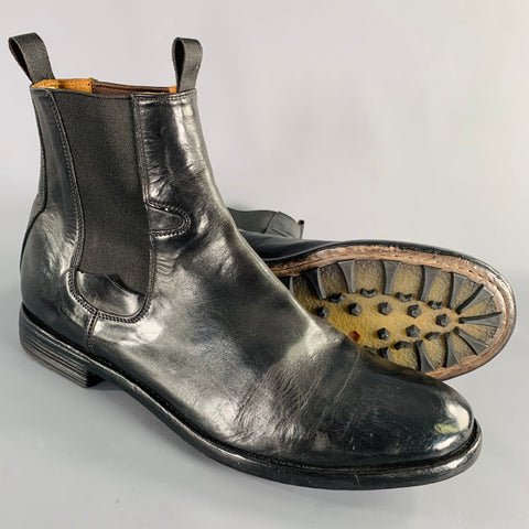 OFFICINE CREATIVE Size 10 Black Leather Chelsea Boots