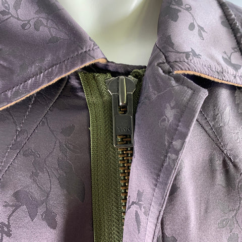 HAIDER ACKERMANN Taille M Blouson Bomber Jacquard Soie Violet Vert