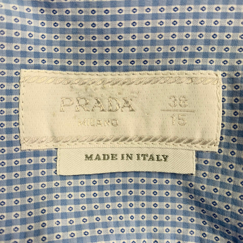 PRADA Size S Blue White Nailhead Cotton Button Up Long Sleeve Shirt