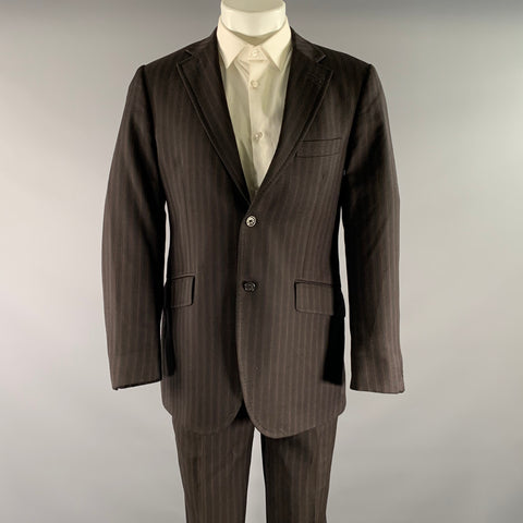 TED BAKER Chest Size 40 Black Multi Color Pinstripe Wool Notch Lapel 32 31 Suit