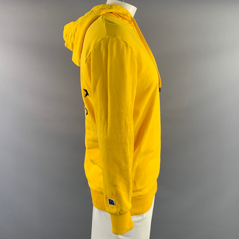 ETUDES Size L Yellow Stars Cotton Hoodie Sweatshirt