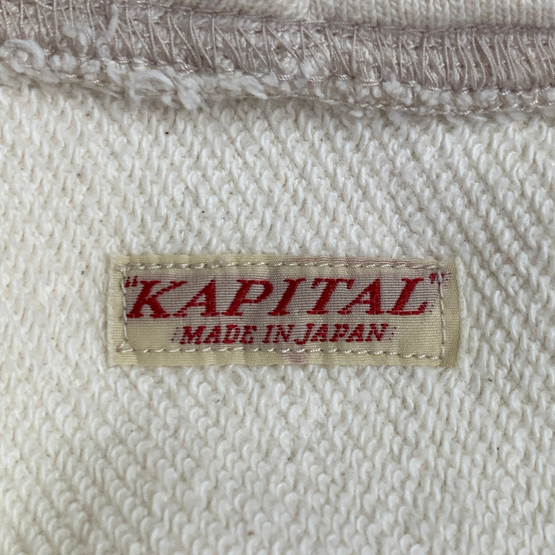 KAPITAL Size L Cream Yellow Smiley Face Cartoon Cotton Hooded Sweatshirt