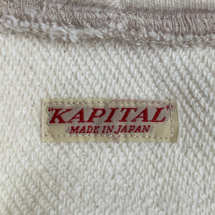 KAPITAL Size L Cream Yellow Smiley Face Cartoon Cotton Hooded Sweatshirt