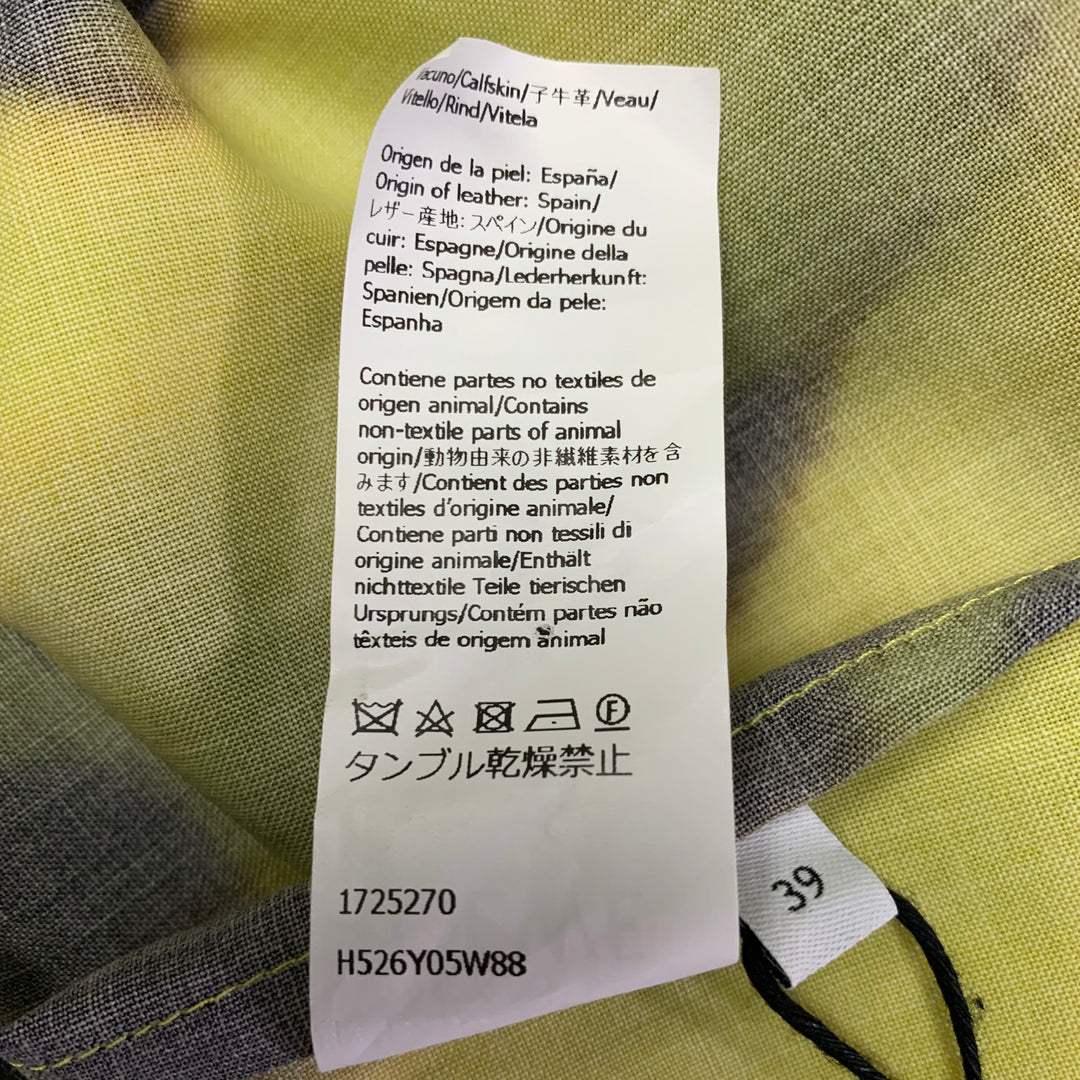 LOEWE Size S Yellow Black Tie Dye Print Wool Oversized Long Sleeve Shirt