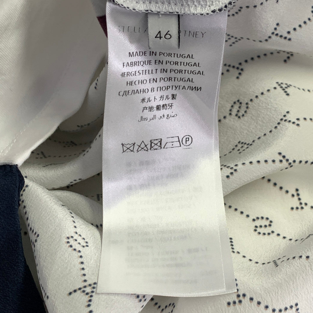 STELLA McCARTNEY Size L White Burgundy Navy Cotton Logo Pullover