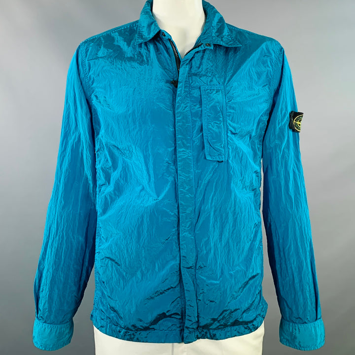 STONE ISLAND Size XXL Aqua Blue Polyamide Windbreaker Jacket