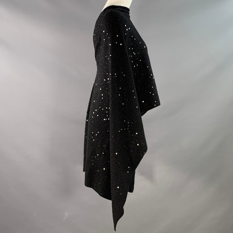 NEIMAN MARCUS Black Sequin Knit Cashmere Scarf Shawl