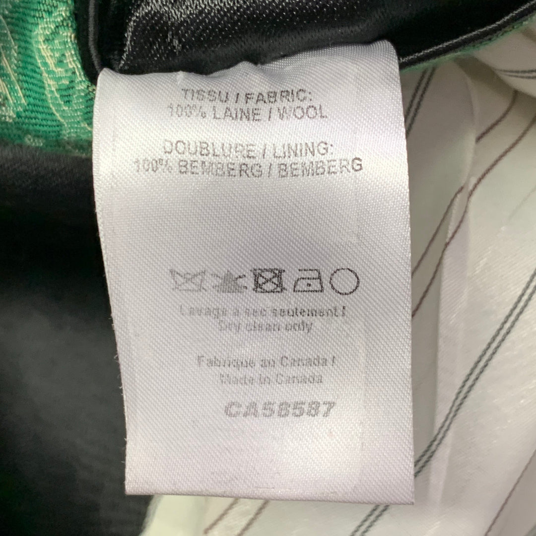 3.PARADIS SS22 Size L Green Jacquard Wool Notch Lapel Coat