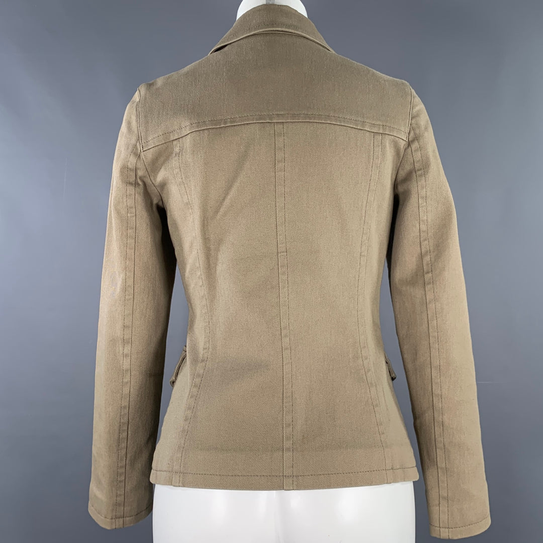 BURBERRY Size 2 Tan Cotton Blend Twill Double Breasted Jacket