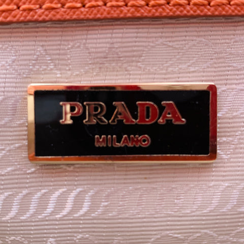 PRADA Galleria Orange Saffiano Leather Top Handles Handbag