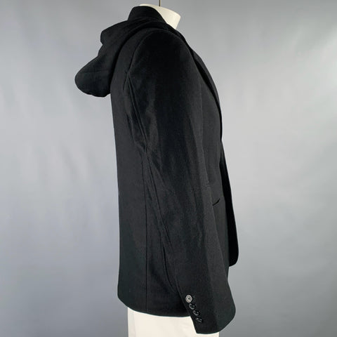 YOKO DEVEREAUX Size 44 Black Cashmere Hooded Jacket