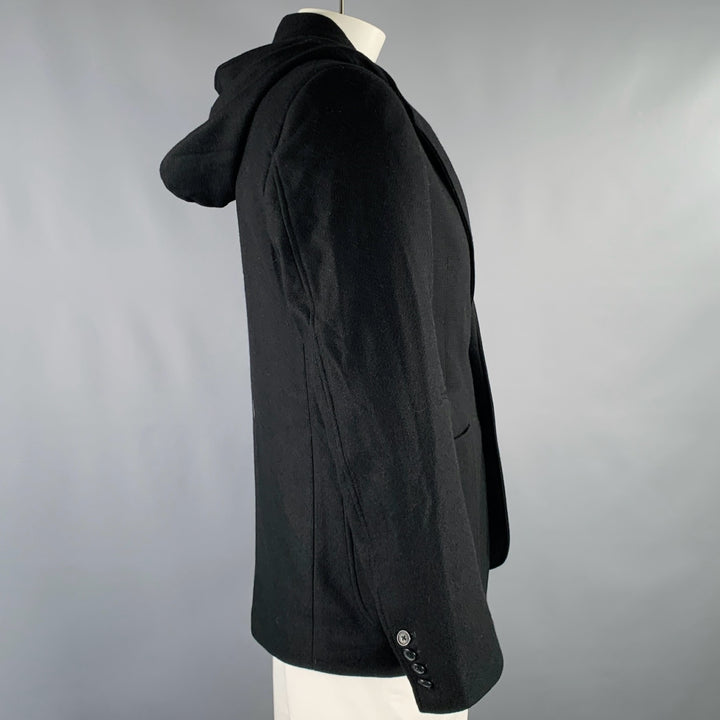 YOKO DEVEREAUX Size 44 Black Cashmere Hooded Jacket