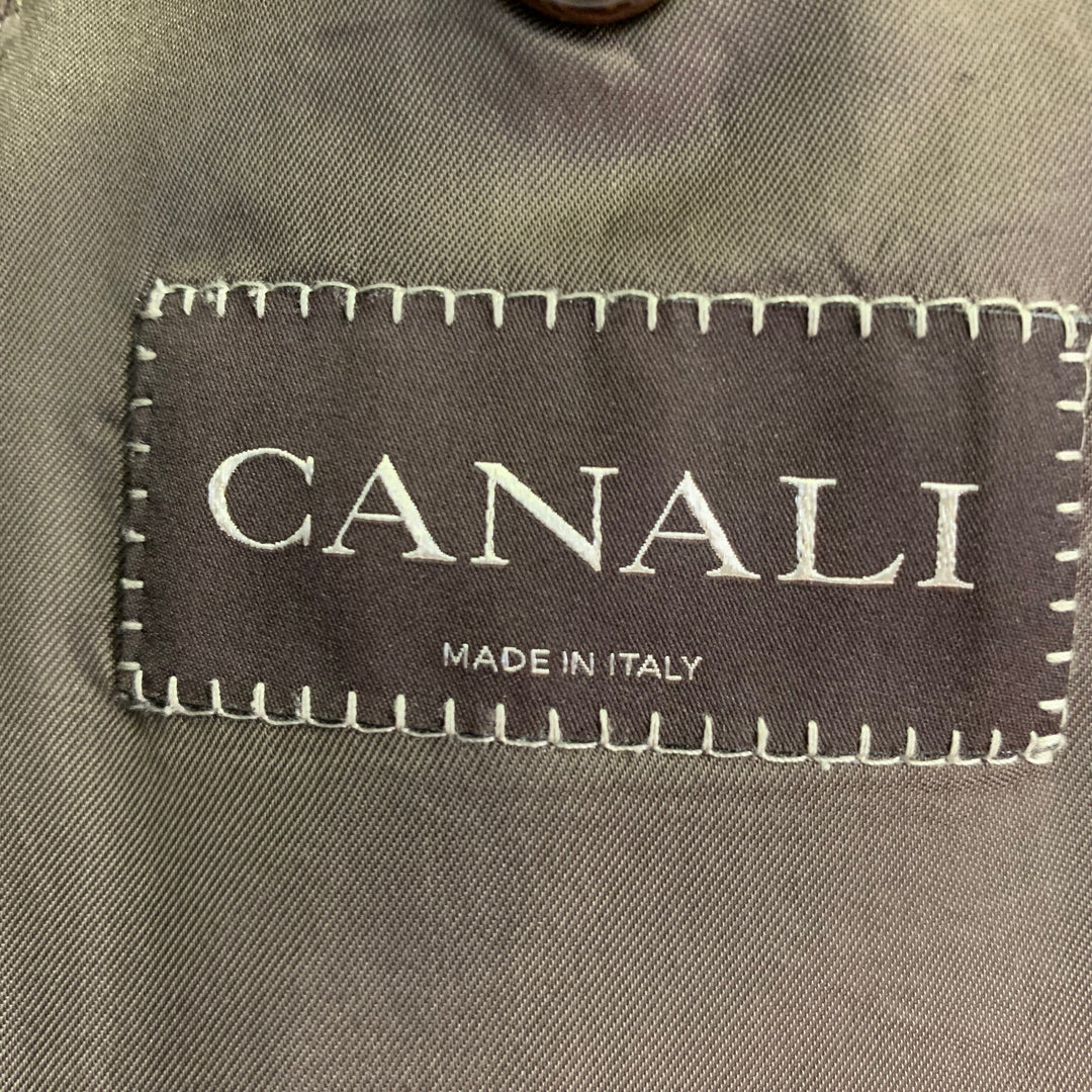 CANALI Size 42 Regular Brown Tan Plaid Wool Notch Lapel Sport Coat