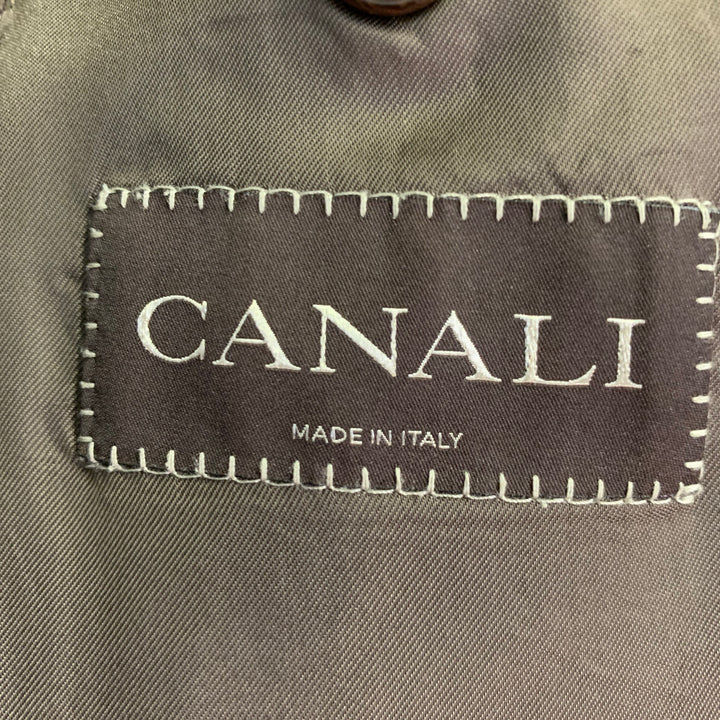 CANALI Size 42 Regular Brown Tan Plaid Wool Notch Lapel Sport Coat