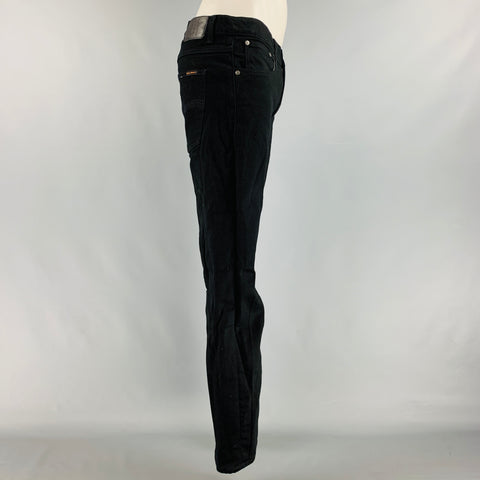 NUDIE JEANS Size 36 Black Solid Cotton Elastane Zip Fly Jeans