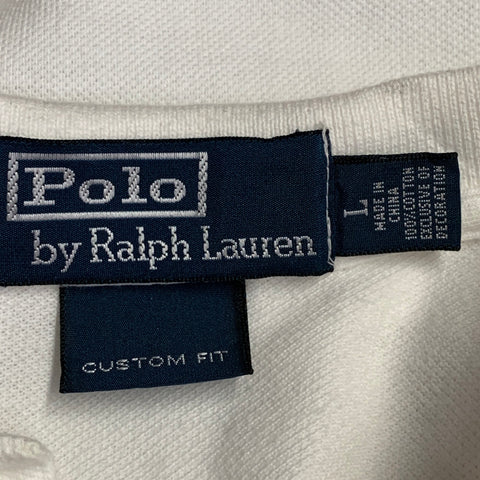 POLO by RALPH LAUREN Size L White Big Pony Embroidery Custom Fit Cotton Polo