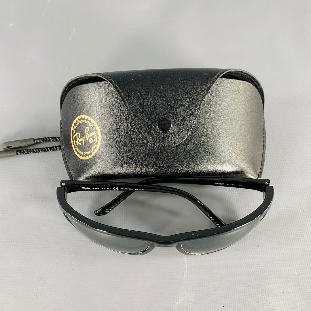 RAY-BAN Black Acetate Wrap Around Polarized Sunglasses